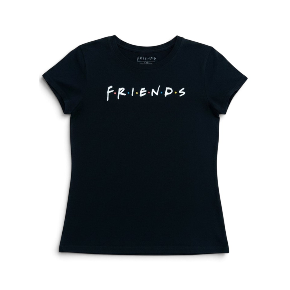 Friends Graphic T-Shirt Girls XL 14-16 Y2K Style 90s Nostalgia TV Core Black
